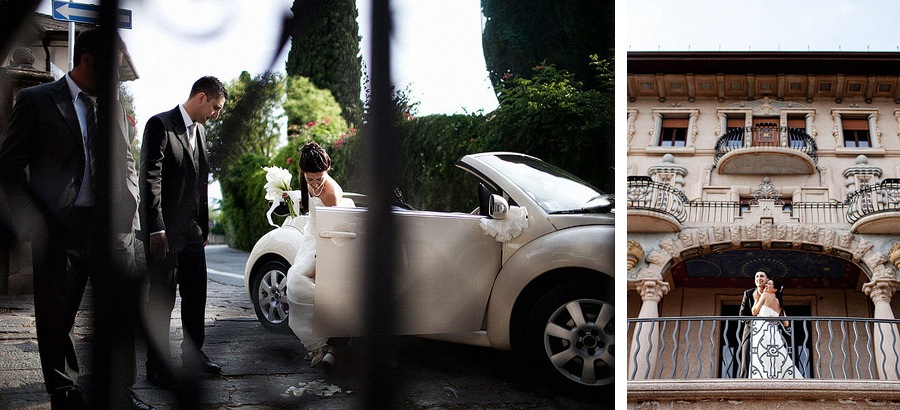 bride leaving a new beetle