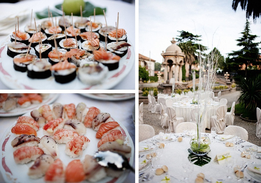 sushi details at italian wedding reception