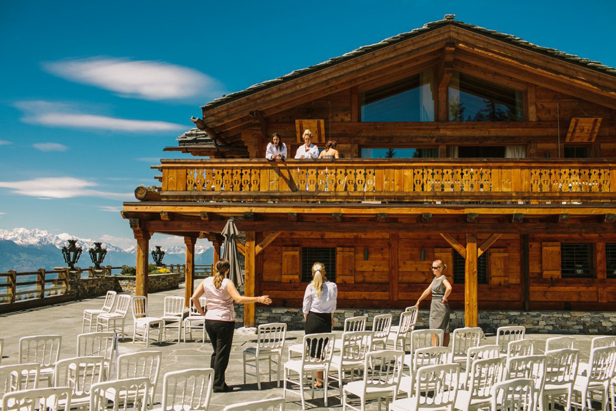 wedding preparations at LeCrans Hotel in Crans-Montana