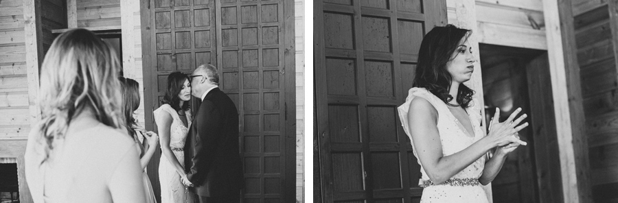 bride and her father saying goodbye before bride's wedding