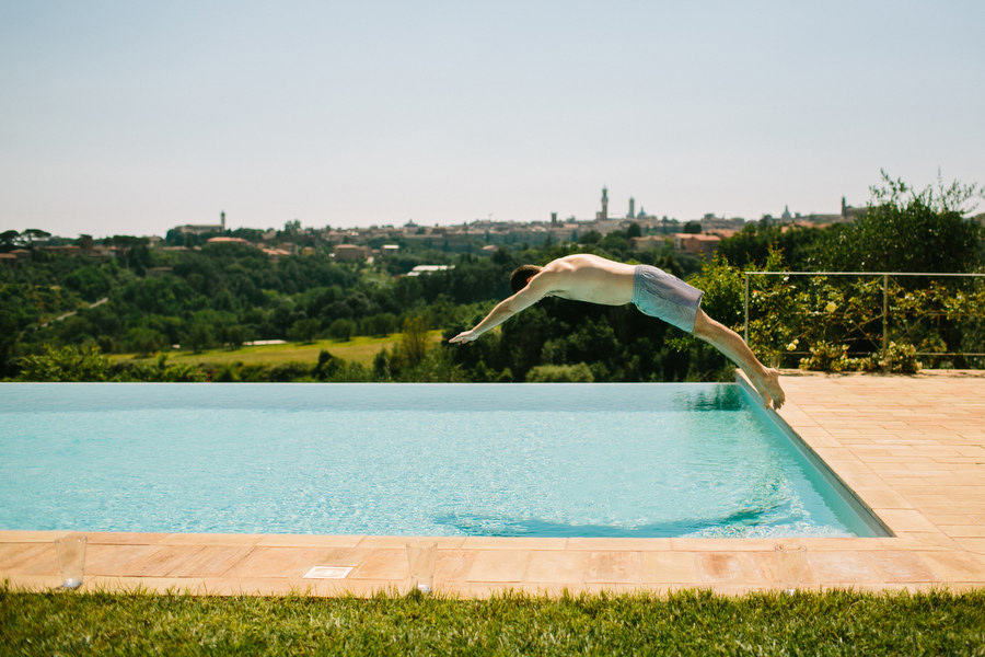 Groom swimming pool Tuscany