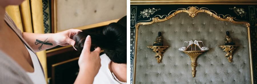 Bride getting ready at Grand Hotel des Iles Borromees, Stresa, Italy. Wedding Photographer Lake Maggiore Italy