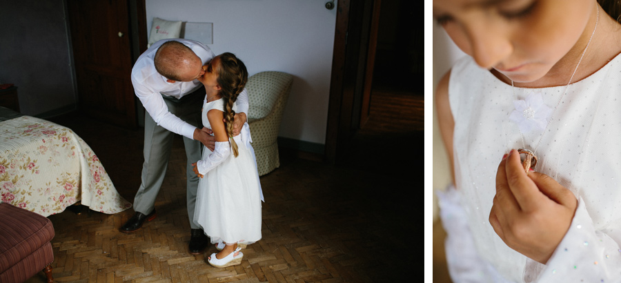 groom kiss for his daughter before wedding ceremony in Umbria