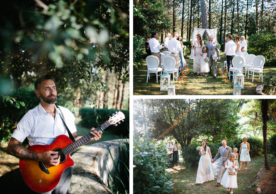 Umbria Wedding Ceremony under trees