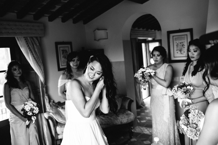 Bride and Bridesmaids Getting Ready Villa Baroncino Wedding