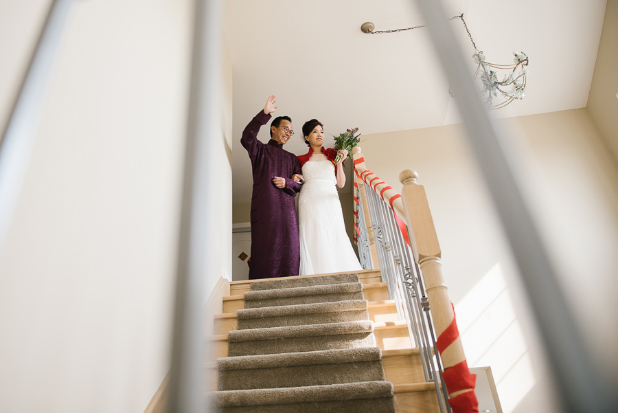 Cinese Wedding Bride and her father walking down the aisle