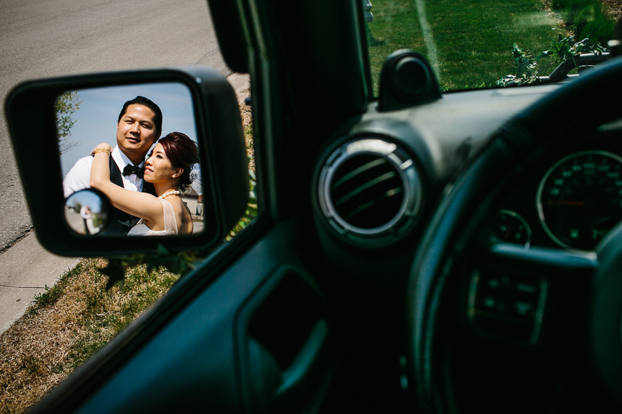 asian wedding portrait with a jeep at Eagles Nest Golf Club Toronto