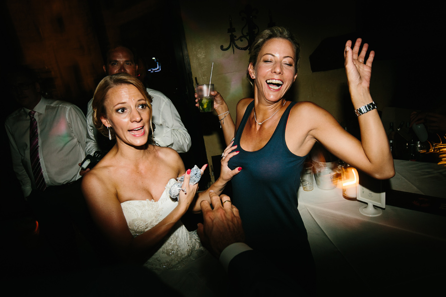 Bride touching boobs of her friend during wedding
