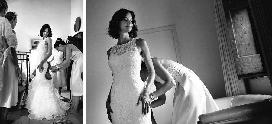 bride getting ready dress wedding photographer in italy