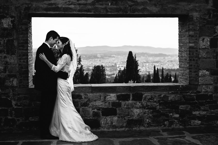 florence panorama view wedding portrait bride and groom