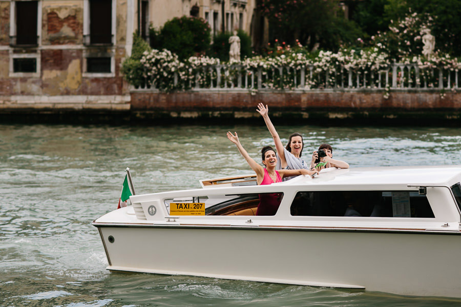 Wedding boat tour on canal grande in Venice