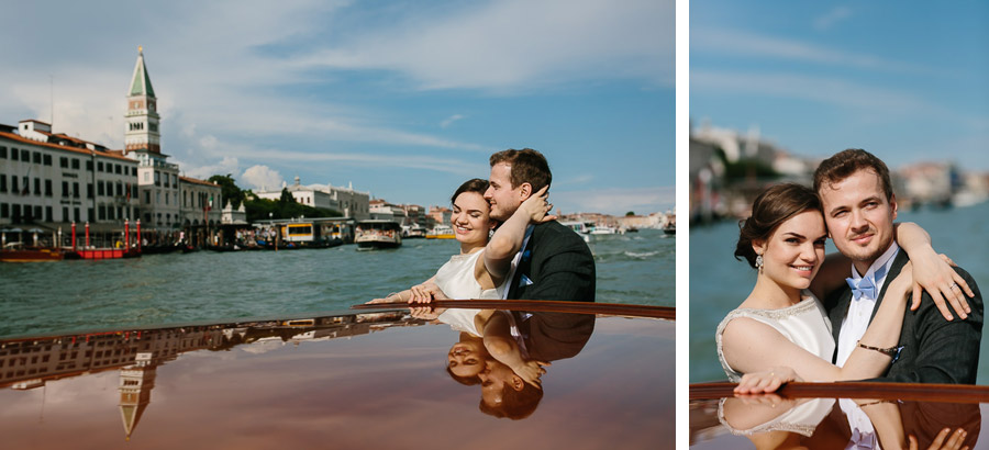 Boat tour with wedding photographs in Venice