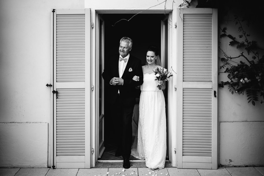 father and daughter ready to walk down the aisle at la villa hot