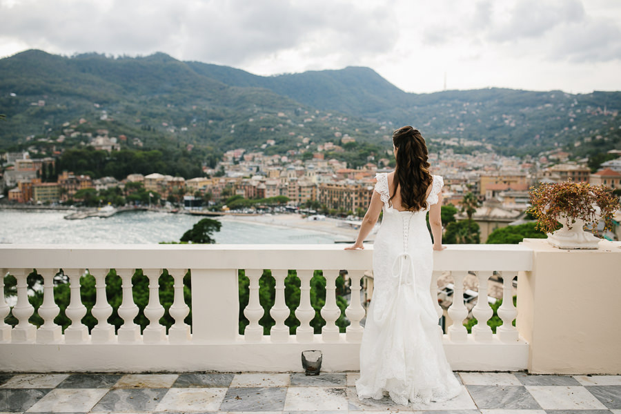 bride enjoying view on portofino