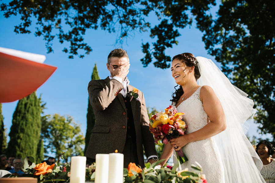 groom tears wedding castello di meleto tuscany