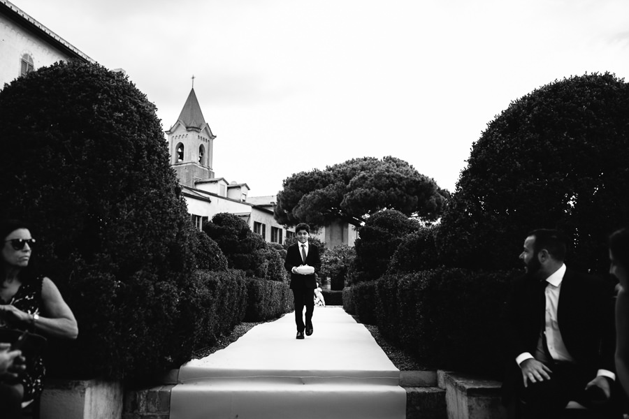 little boy bringing the rings at la cervara wedding