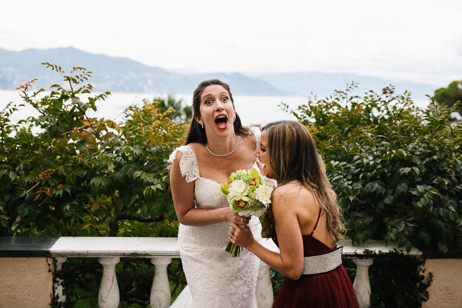 bride laughing at la cervara