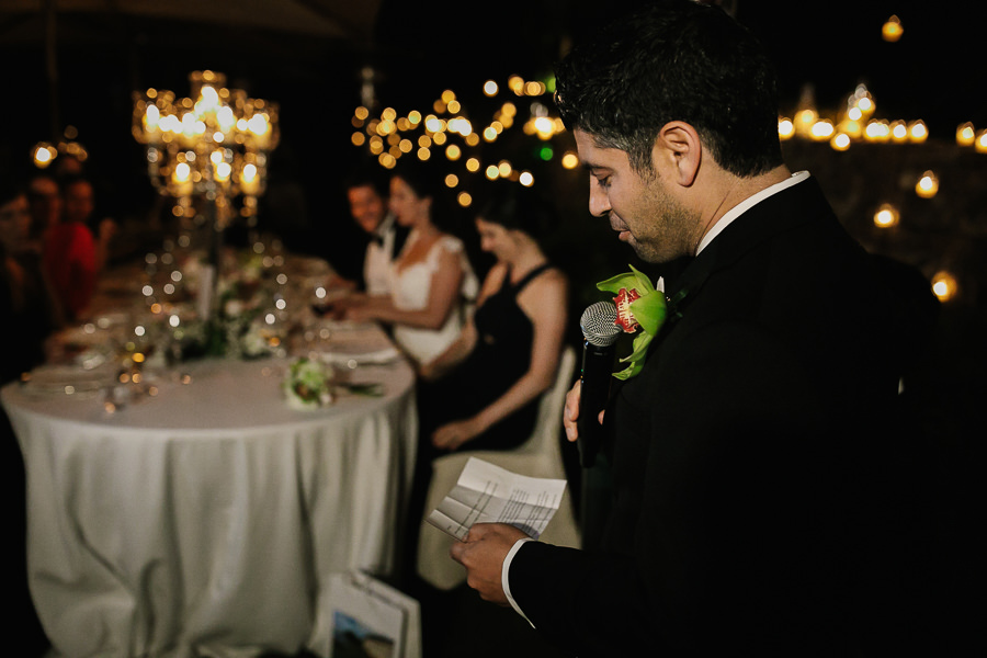 best man’s speech at la cervara during wedding dinner