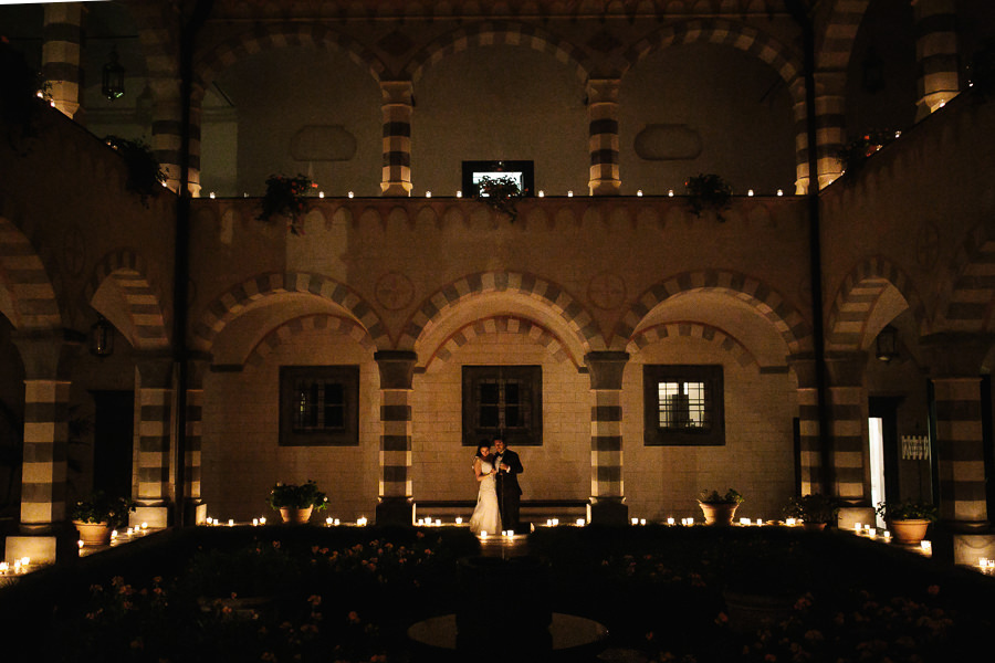 low light wedding portrait la cervara yard