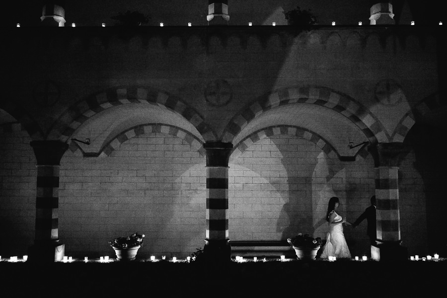 la cervara yard wedding portrait with candels