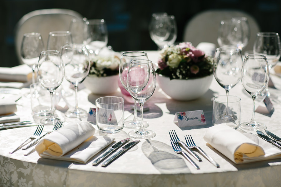 gedeckte Tische Hochzeit Schloss Rubein, Meran