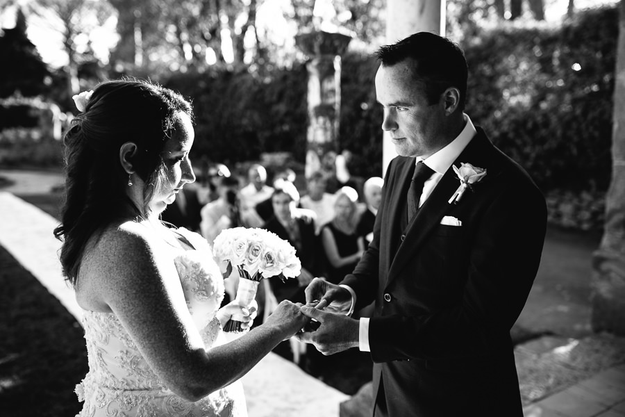 bride and groom changing rings at Villa Cimbrone Wedding