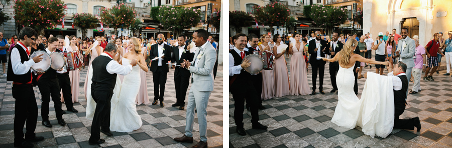 sicilian folklore musician dancing with bride