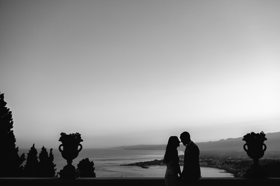 bride and groom silhouette portrait