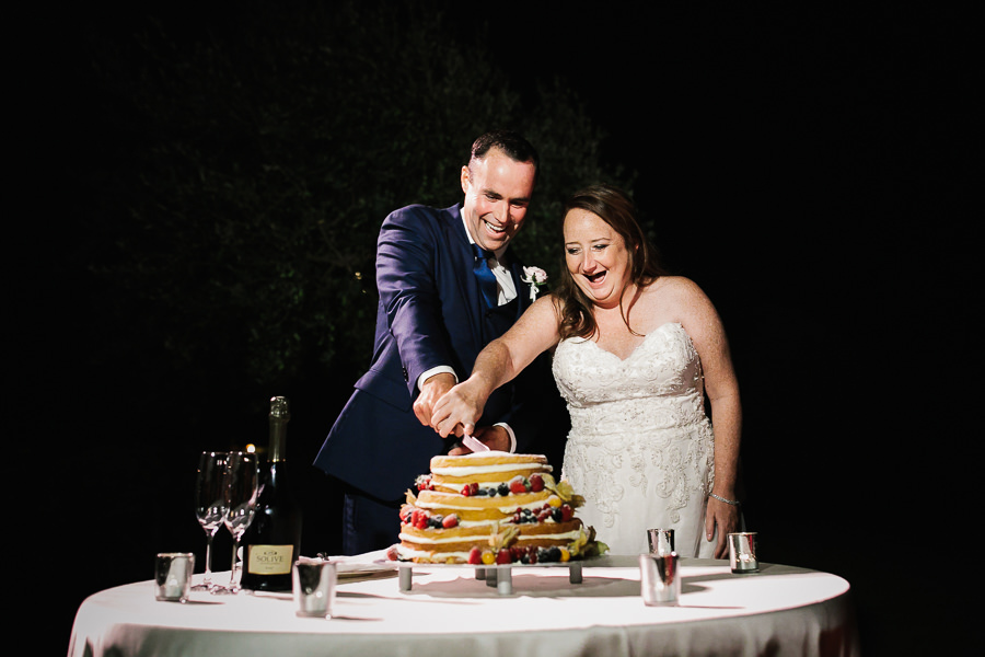 cake cutting bride and groom