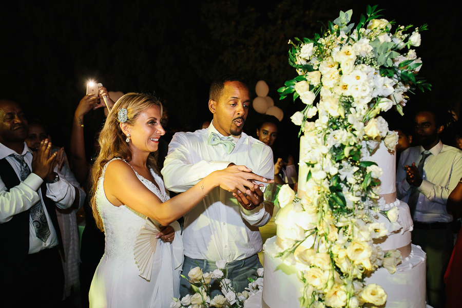 nazanin and sirak cutting the cake