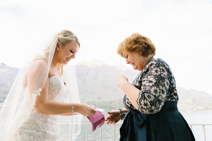 Bride and her mom at Hotel Villa Aurora Lezzeno Lake Como