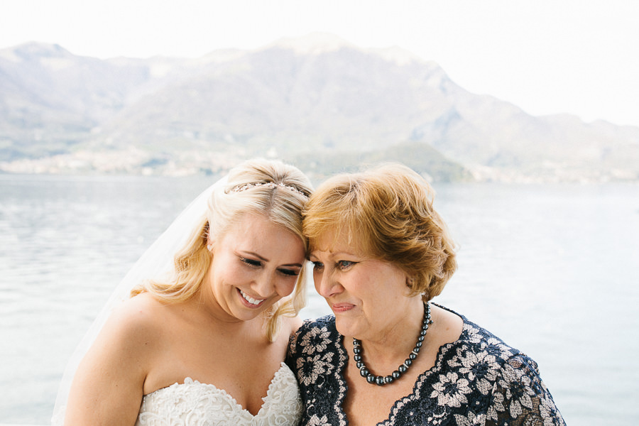 Bride and her mom at wedding on Lake Como
