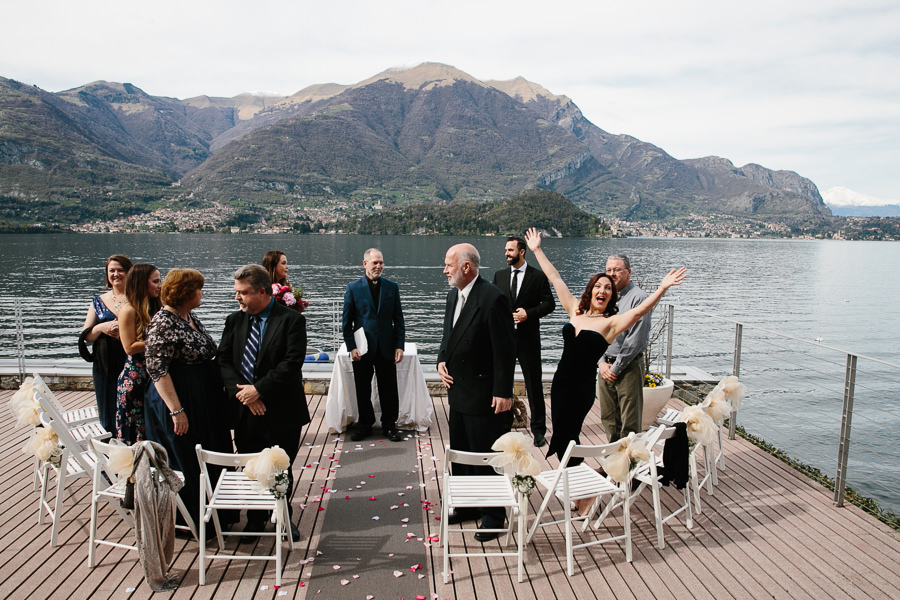 Candid shot during wedding on lake Como