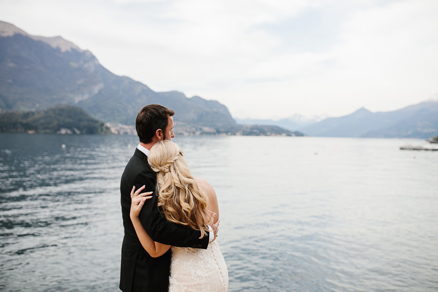 Epic Wedding Portrait with a view on Lake Como
