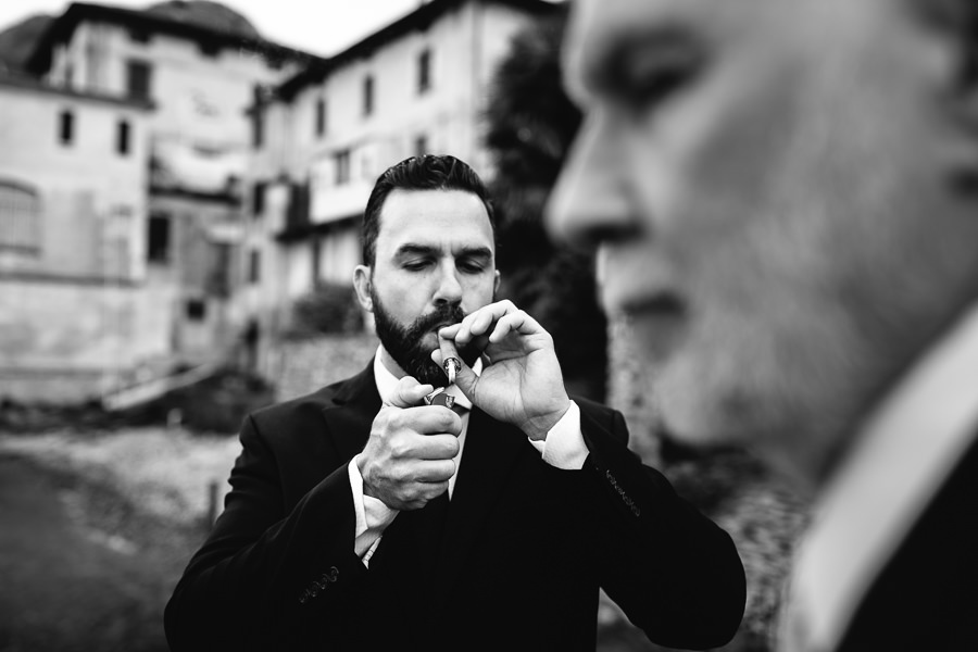 Guest smoking a cigar during Wedding at Hotel Villa Aurora Lezze