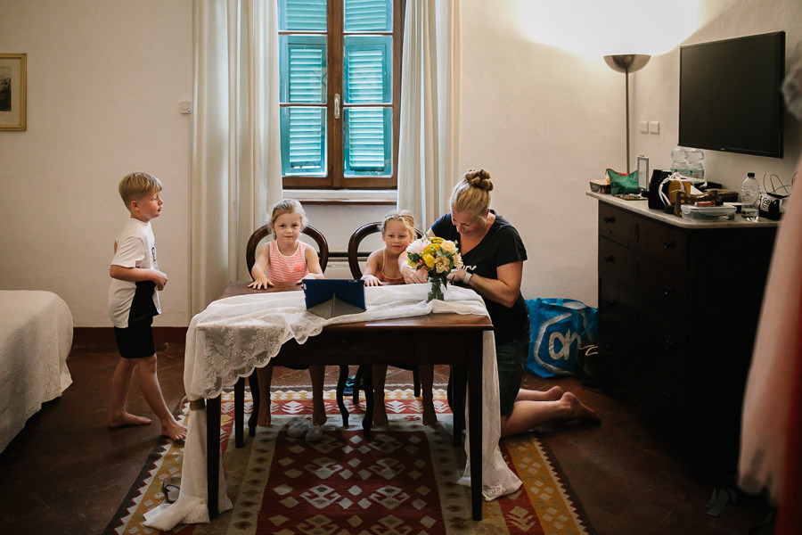 Bride Getting Ready Tenuta Mocajo Tuscany Destination Wedding