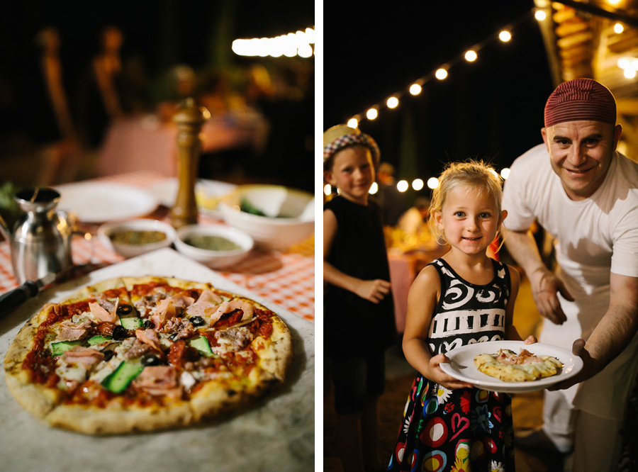 little girl pizza cooking during wedding