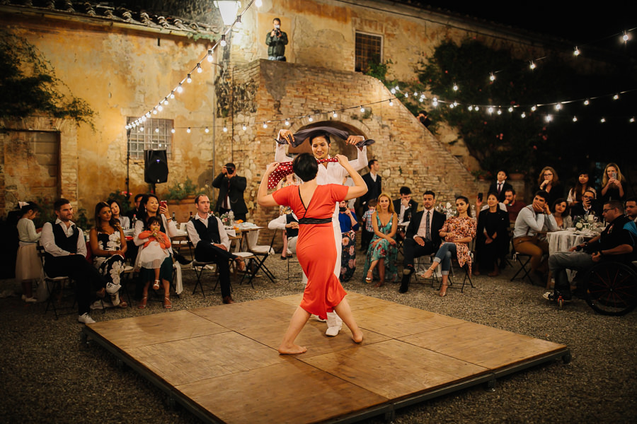 Tango dances during wedding at Villa Catignano