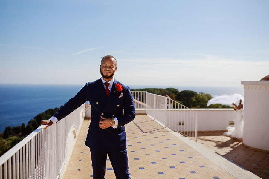 First Look on the rooftop of Villa Eva ravello Wedding Photograp