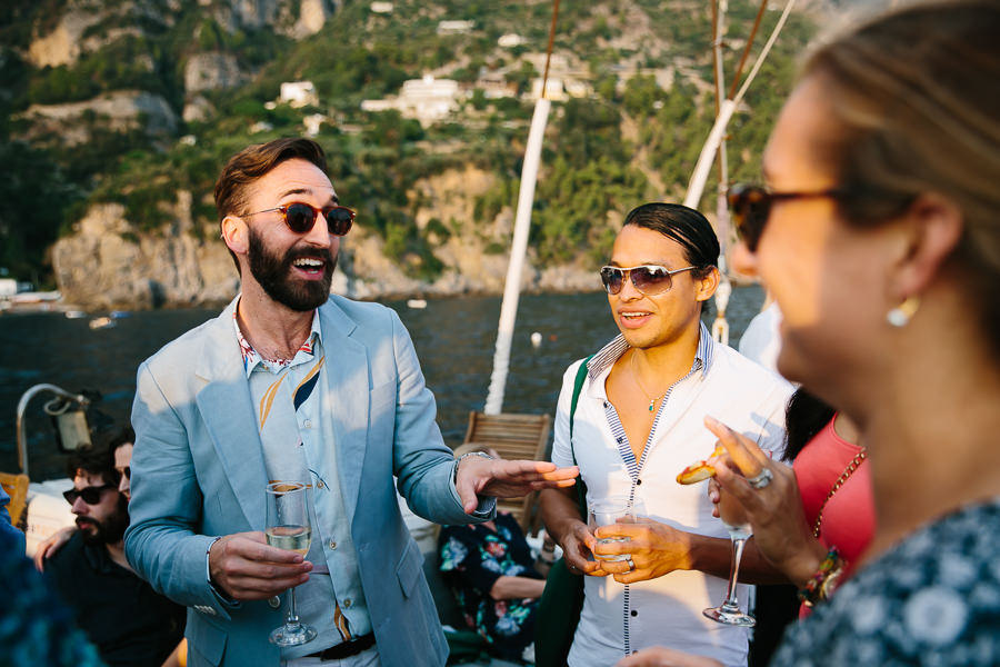 rehearsal dinner on a sailboat in amalfi coast