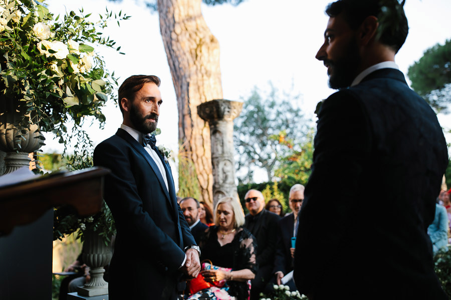 Romantic same-sex wedding ceremony tea room villa cimbrone photo