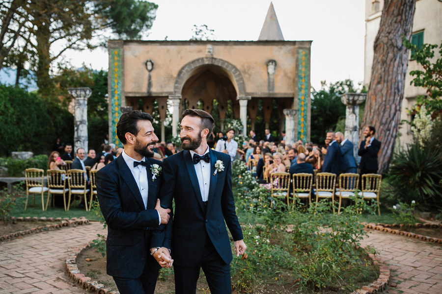same-sex wedding ceremony villa cimbrone photographer