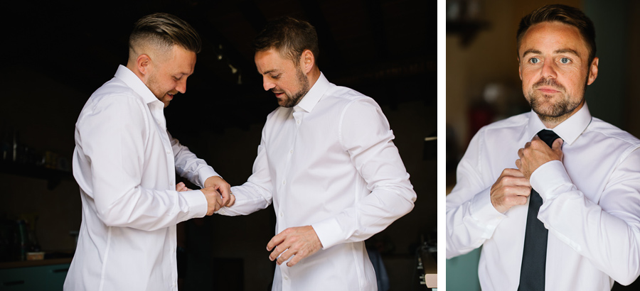 Groom Getting ready for wedding in tuscany