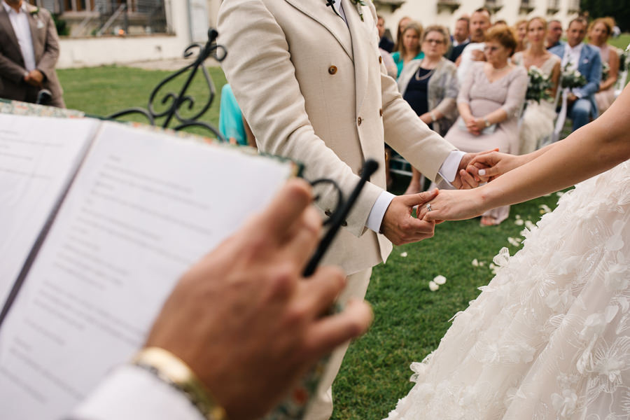 Wedding vows during ceremony