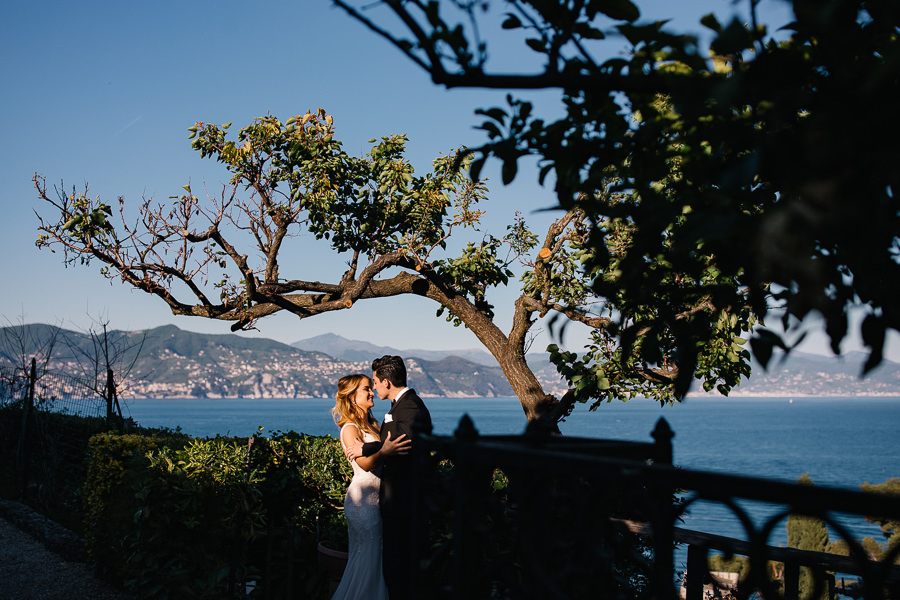 Groom drinking beer in Portofino