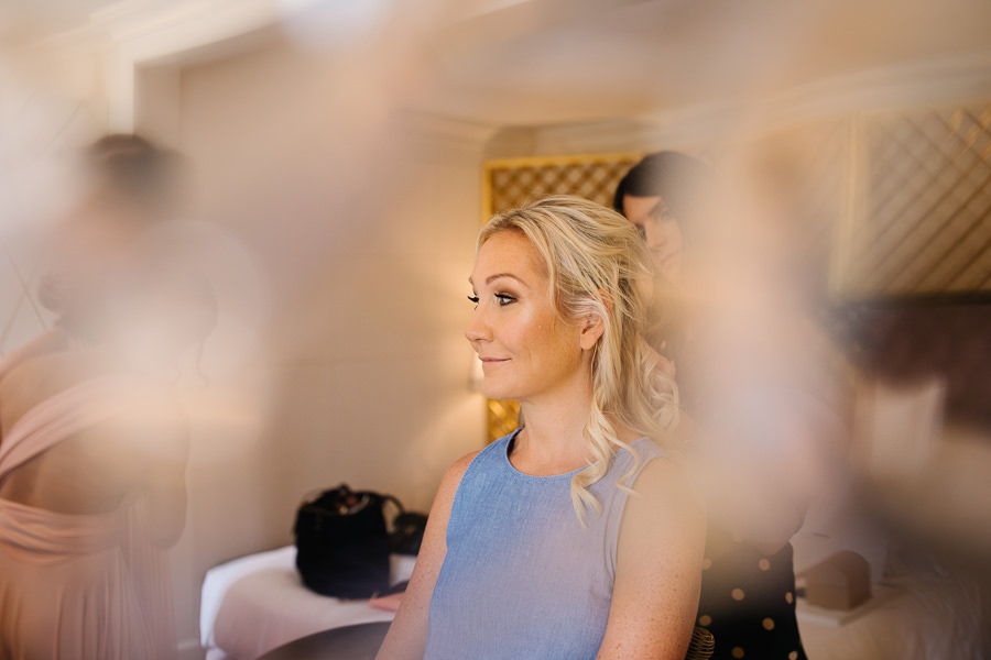 Bride getting ready at Villa Cora