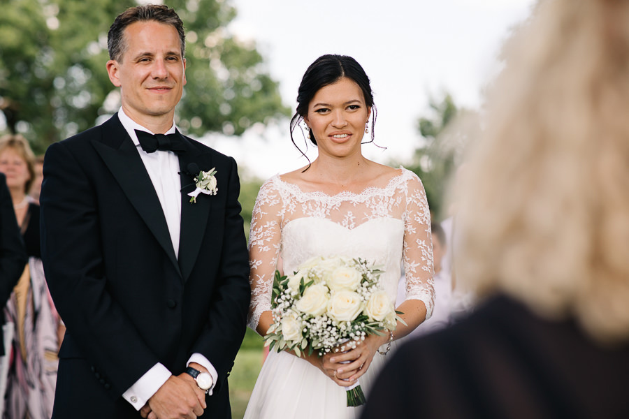 Bride and her bouquet before wedding ceremony in tuscany