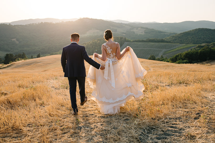 Bride and Groom on a Horse Wedding Tuscany