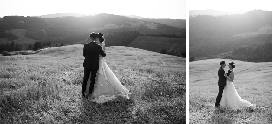 Wedding Portrait Backlight Tuscany Sunset