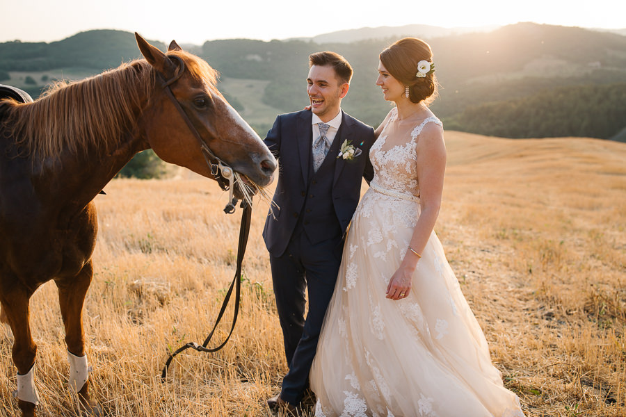 Bride and Groom on a Horse Wedding Tuscany